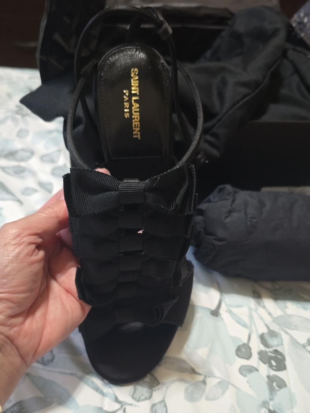 Saint Laurent Black Grosgrain Ribbon Bow Heels
